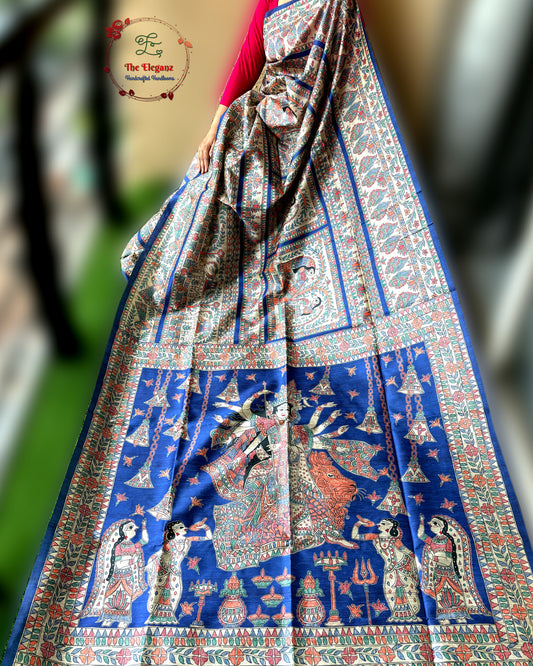 Azure Madhubani Saree
