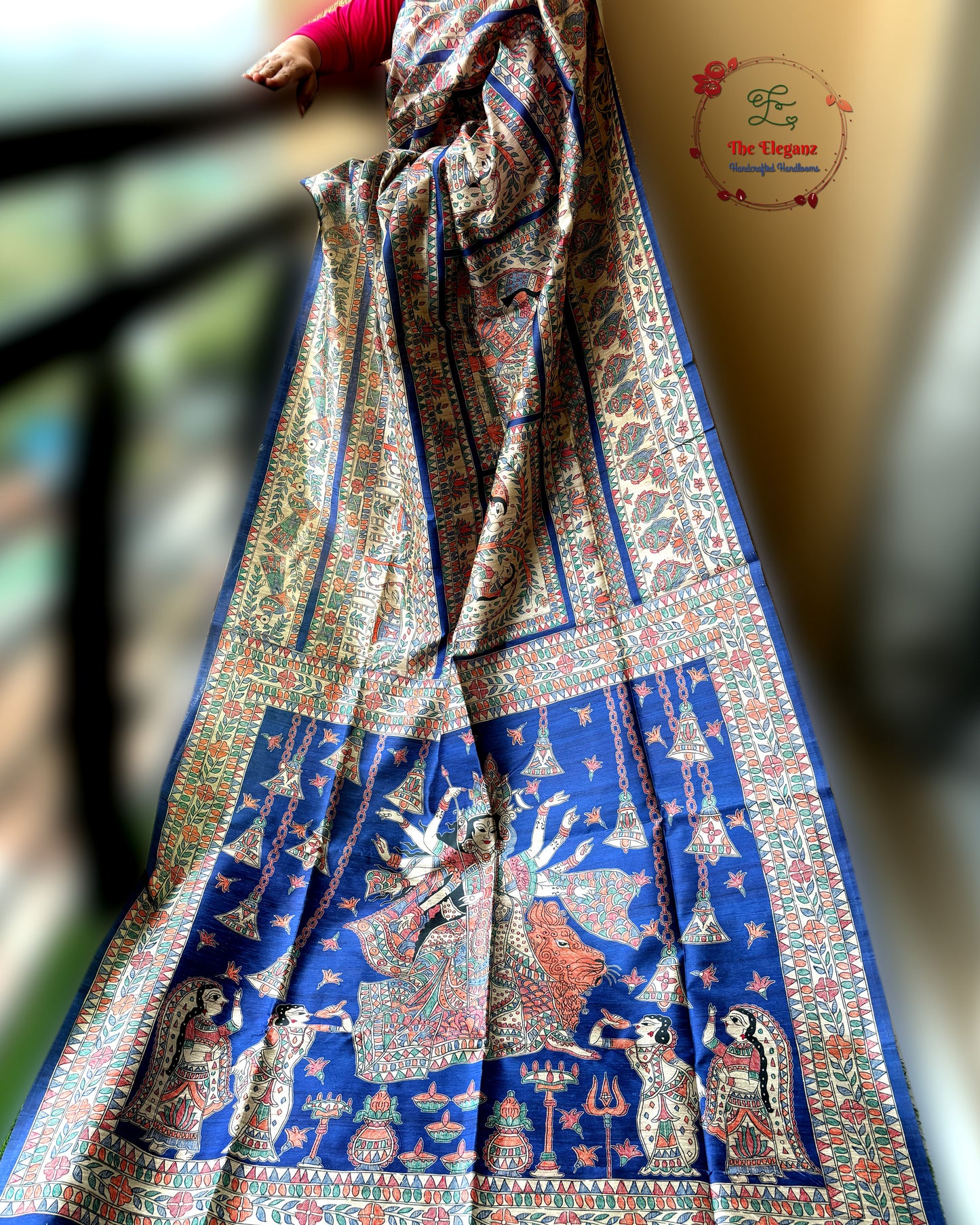 Azure Madhubani Saree