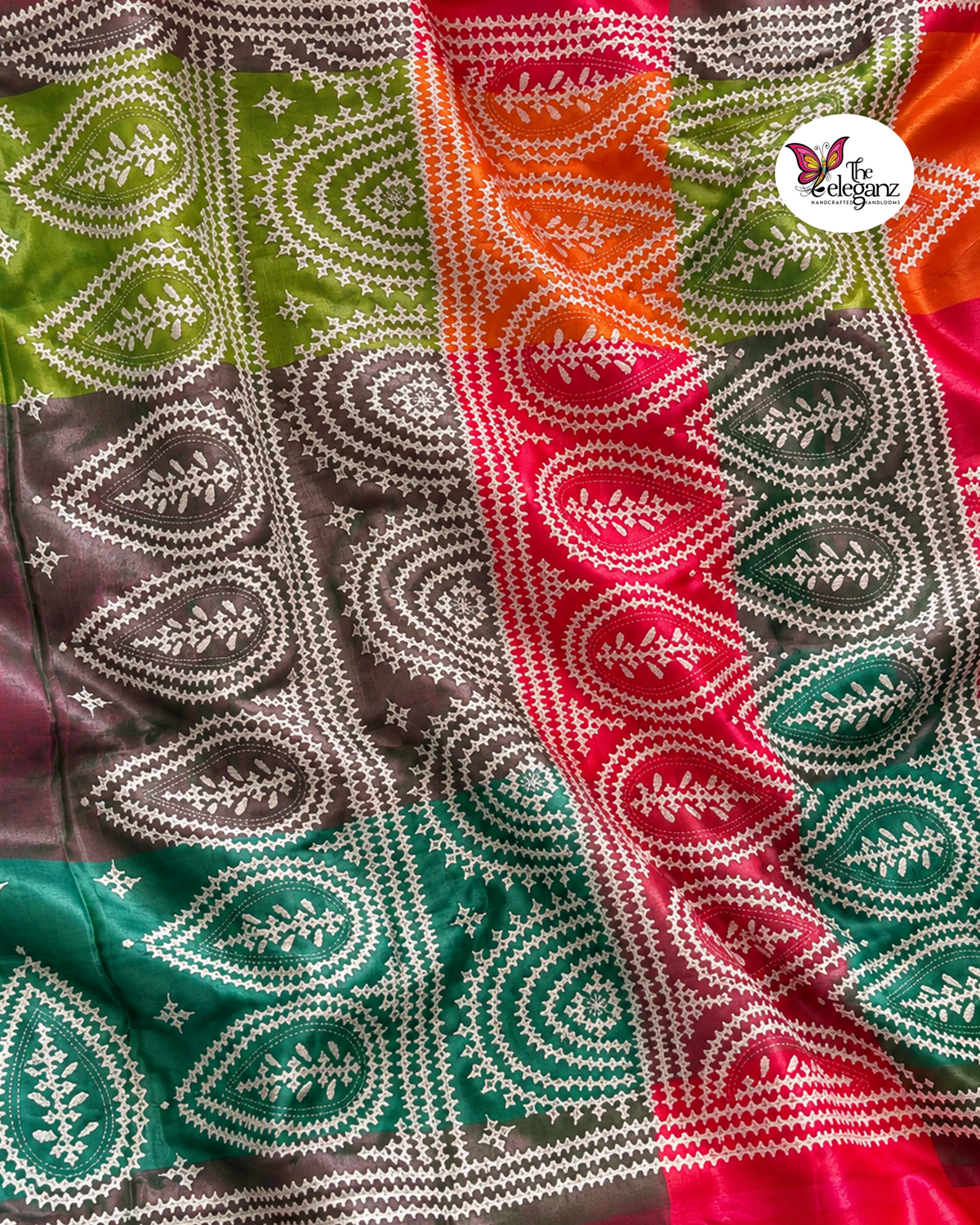 Roopkatha – Blended Bangalore Silk Gujarati Stitch Saree