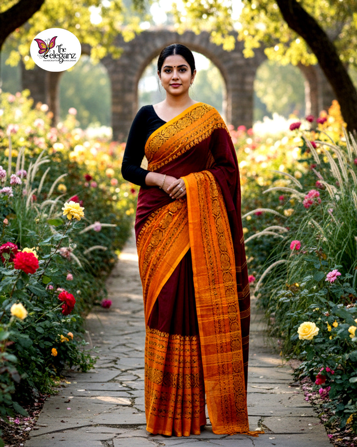 Mrinalini – Grace in Maroon and Gold