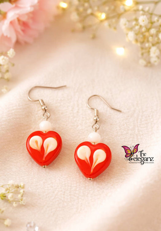 Laal Dil Lamp Art Heart Earrings