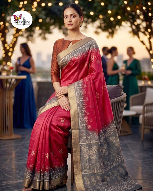 Rudrangi Zari Tussar Silk Saree